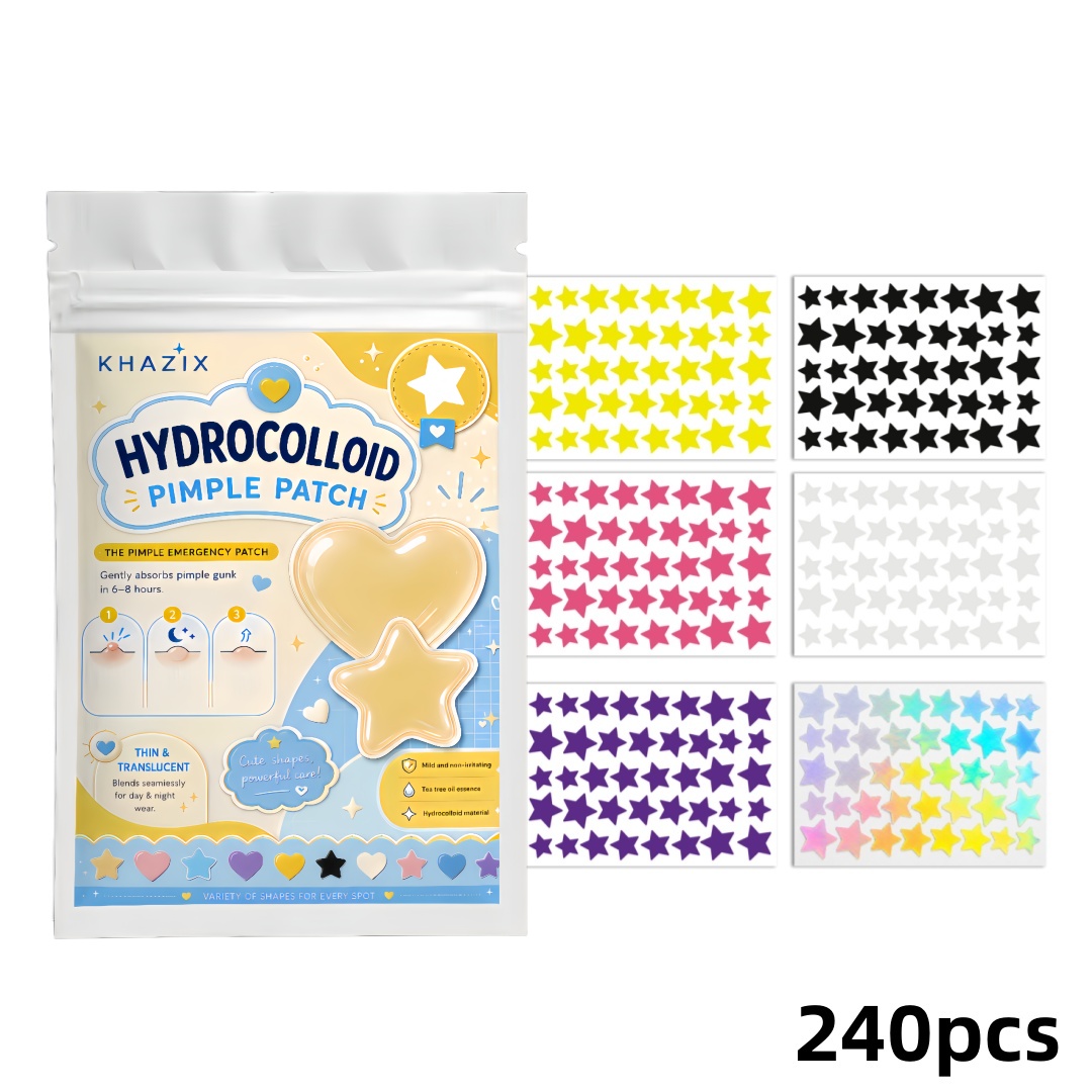 Hydrocolloid Pimple Patch - 240 Parches Estrella para Granos Faciales,