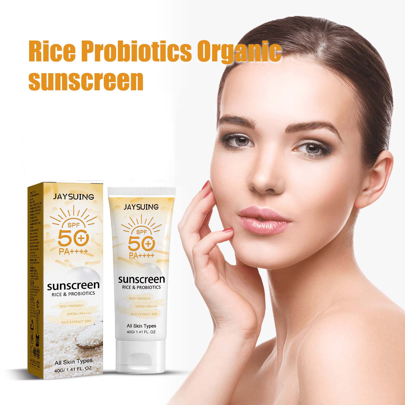 Spf 50 Waterproof Sunscreen - Protector solar de arroz orgánico probiótico,