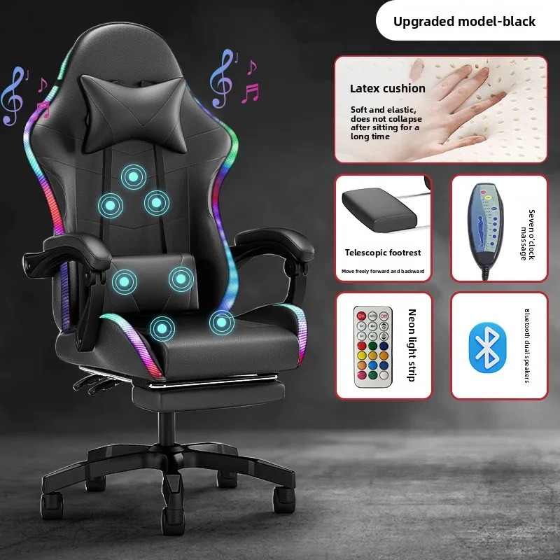 Massage - Silla Gaming con Luces, Altavoz Bluetooth,
