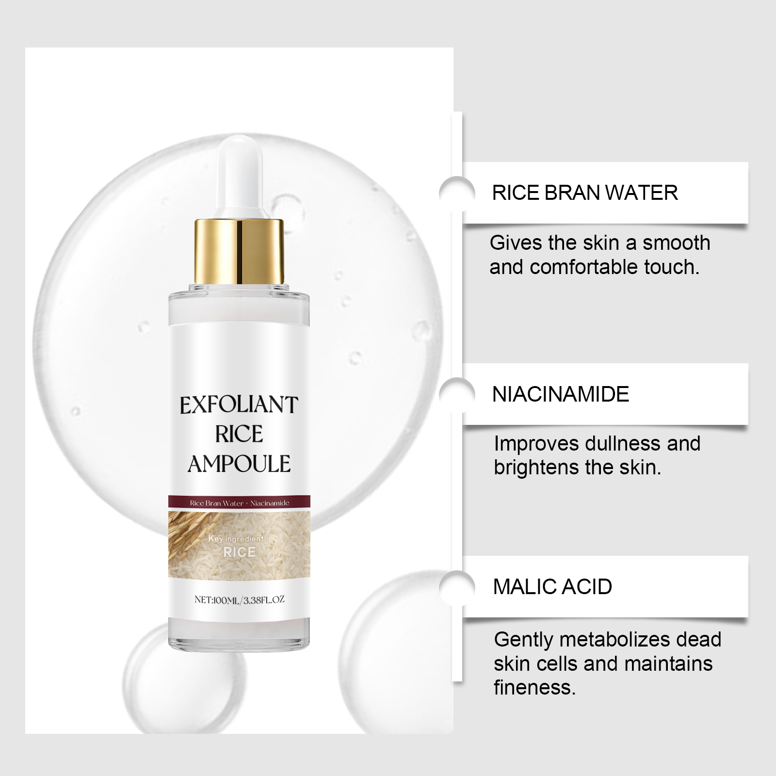 Ampolla Exfoliante de Arroz, S - Niacinamide Pore Shrinking Essence reseña y precio